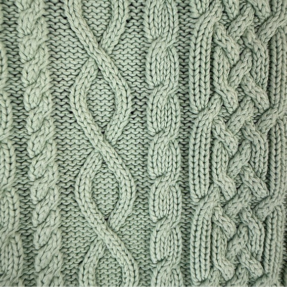Valerie Stevens Cable Knit Turtleneck Sweater Women's S 100% Cotton mint Green - Picture 6 of 12